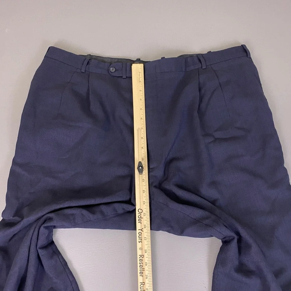Vintage Dress Pants Trousers Men's 44x28 Navy Blue Pleated Front Relaxed Fit
